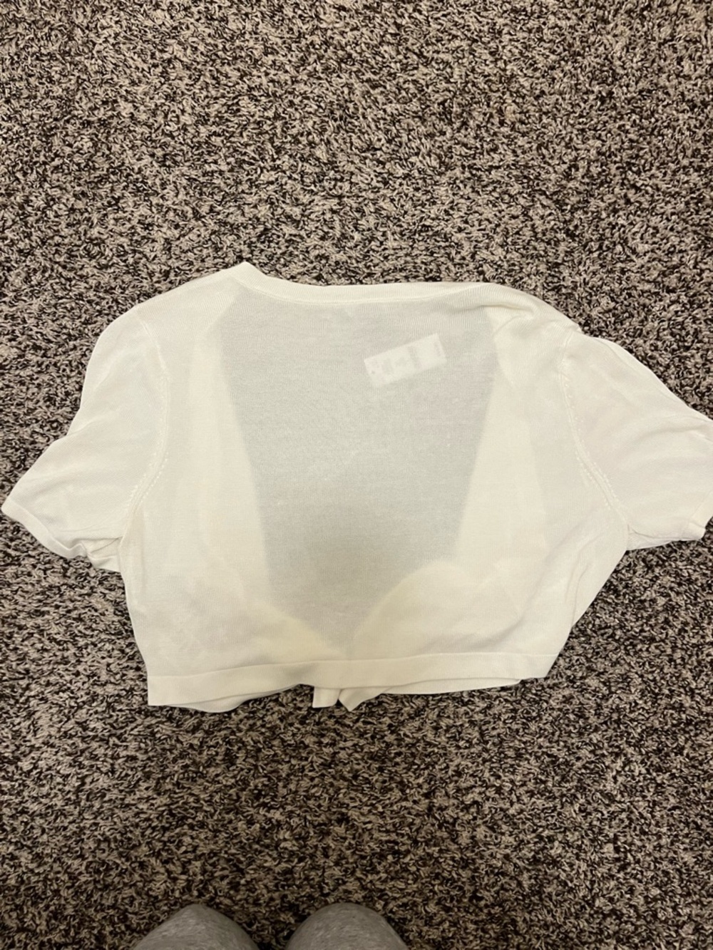 NWT White House Black Market White Short-Sleeve Crop Cardigan - Picture 3 of 4